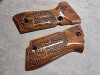 Kimpoi M93R (Glossy) Hand Carved Real Wood Grip Type D For KSC/KWA M93R S7 GBBP W/H LOGO