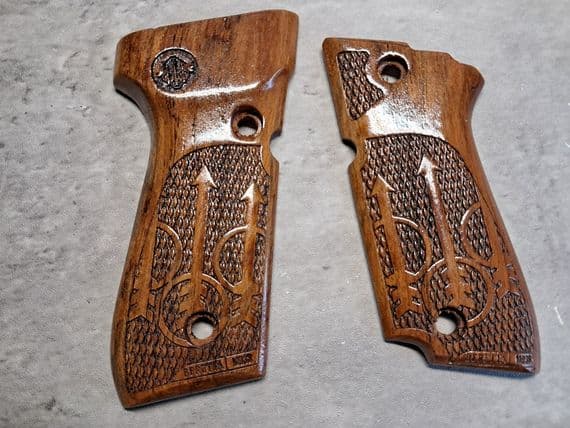 Kimpoi M93R (Glossy) Hand Carved Real Wood Grip Type D For KSC/KWA M93R S7 GBBP W/H LOGO