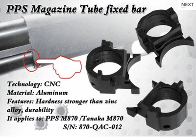 PPS CNC ALUMINIUM MAGAZINE TUBE FIXED BAR FOR PPS M870 SHOTGUN