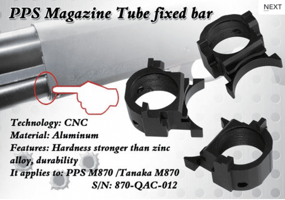 PPS CNC ALUMINIUM MAGAZINE TUBE FIXED BAR FOR PPS M870 SHOTGUN