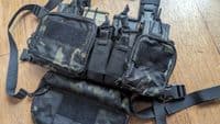 Sale! Big Foot D3CRH Chest Rig Vest + drop down utility pouch (Multicam Black) M4 or 762 mags