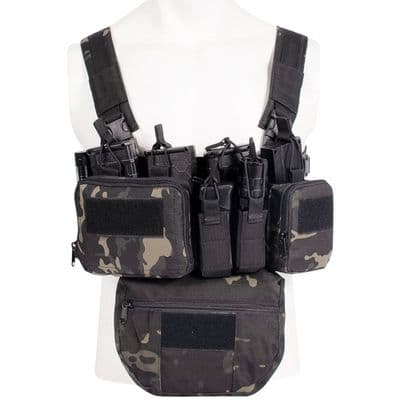 Sale! Big Foot D3CRH Chest Rig Vest + drop down utility pouch (Multicam Black) M4 or 762 mags