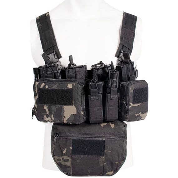 Sale! Big Foot D3CRH Chest Rig Vest + drop down utility pouch (Multicam Black) M4 or 762 mags