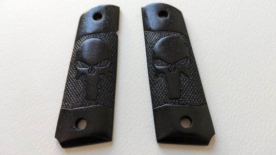 SKULL Punisher logo Black wood grip
