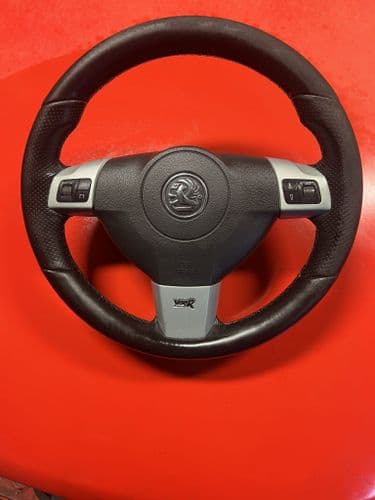 ASTRA MK5 VXR LEATHER STEERING WHEEL & AIRBAG. SILVER INSERTS