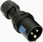 32A, 230V, Cable Mount CEE Plug, 2P+E, Black, IP44
