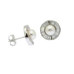 AAA Stud Earring 5mm Button Pearl Sterling Silver