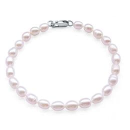 Pearl Bracelet - AA 5mm Oval Cultured Freshwater Pearls - sterling silver lobster clasp. 3 variants