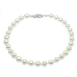 Pearl Bracelet - AA 7mm Round Cultured Freshwater Pearl with sterling silver clasp