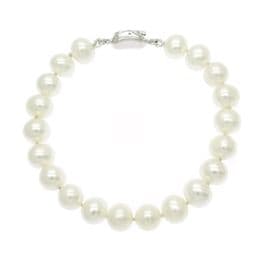 Pearl Bracelet - AA 9-10mm Near Round Cultured Freshwater Pearls - sterling silver push in clasp