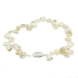Pearl Bracelet - AAA Keshi Pearls - with sterling silver clasp. Available in White & Peach.