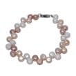 Pearl Bracelet - Cultured Freshwater Pearls - with sterling silver lobster clasp . Pastel Mix