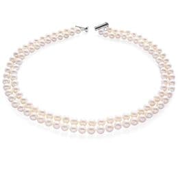 Pearl Choker - Double Strand - AA 6mm round pearls - sterling silver tube clasp