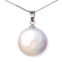 Pearl Coin Pendant - AAA 10-12mm - Sterling Silver. Available in White, Pink and Lavender