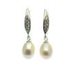 Pearl Drop Earrings, 7mm Pearls on CZ Studded Hooks