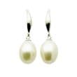 Pearl Drop Earrings - AAA 7-8mm Oval Pearls on Sterling Silver Hooks