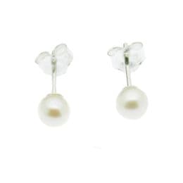 Pearl Earrings - 4mm AAA Round Pearls on Sterling Silver Studs - White, Peacock