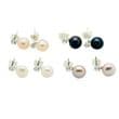 Pearl Earrings - 7 mm AA Button Pearls with CZ Stud Sterling Silver. White, Pink, Lavender & Black