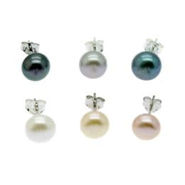Pearl Earrings - 7mm AA Button Pearls on Sterling Silver. White, Pink, Lavender, Black, Red, Grey