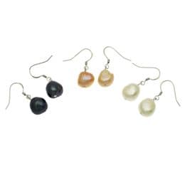 Pearl Earrings - AA 9-10mm Baroque Drops on Sterling Silver Hooks.  White,Black or Lavender