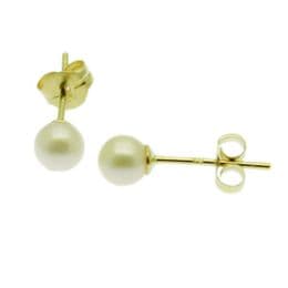 Pearl Earrings - AAA 3mm White Round Cultured Pearls on 9ct Gold Posts.