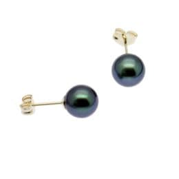 Pearl Earrings - AAA 5mm Black (Peacock) Round Cultured Pearls on 9ct Gold Posts