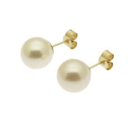 Pearl Earrings - AAA 9mm White Round Cultured Pearls on 9ct Gold Posts