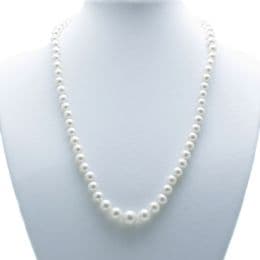 Pearl Necklace - AA+ 4-9mm Round Graduated String - 17'' with gold ball clasp