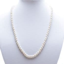 Pearl Necklace - AA 5.5 mm - 16'' with gold oval clasp