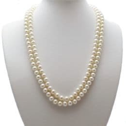 Pearl Necklace - AA+ Double Row 6mm Round Pearls with 14k gold clasp