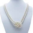 Pearl Necklace Knot Design - Double Strand - AA 6mm round pearls - Sterling Silver - White & Black