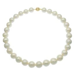 Pearl Necklace - Near Round Edison Pearls 13 mm - 18'' with Gold Clasp