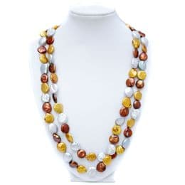 Pearl Necklace Opera Length -  12mm Coin Pearls- 48'' Continuous String