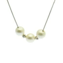 Pearl Pendant - Sterling Silver Three Threaded White Pearls