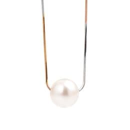 Pearl Pendant, Threaded White Pearl Tricolour Chain