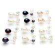 Pearl Stud Drops - 6mm Oval Pearls with 3mm Button Pearl Stud on Sterling Silver Studs - 6 variants