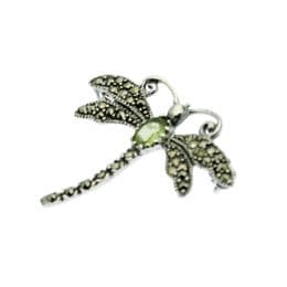 Sterling Silver & Marcasite Dragonfly Gemstone Brooch