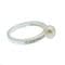 Sterling Silver Pearl Ring with 6.5 mm Button Pearl, with tiny clear Cubic Zirconia inlay