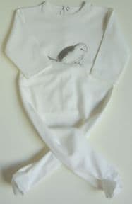 Cream/Charcoal bird reverse fastening sleepsuit