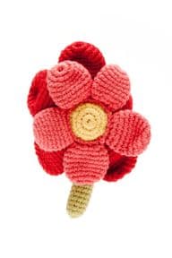 Red Flower hand held rattle