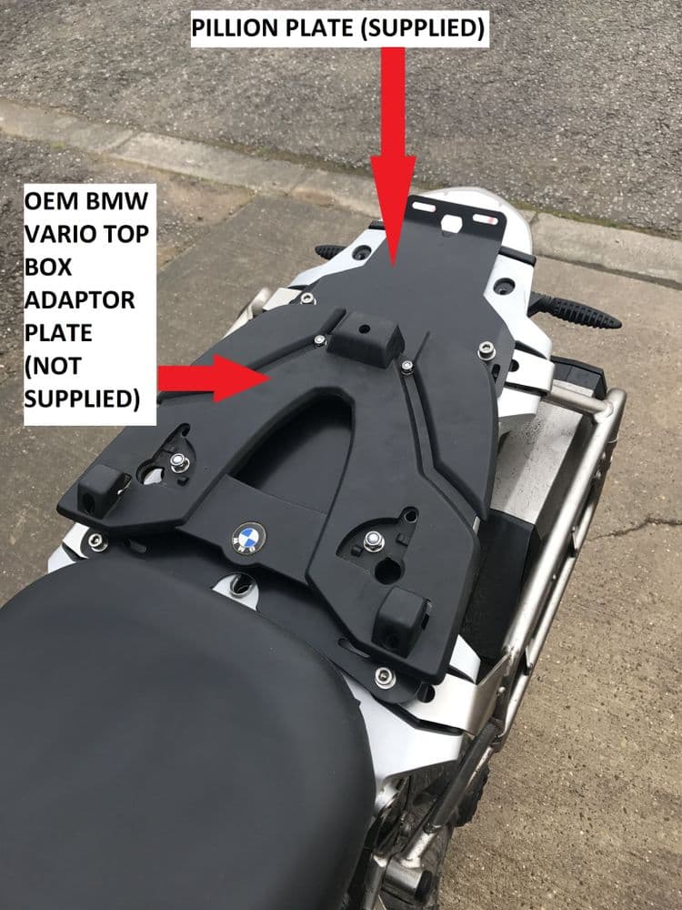 R1200GSA LC Rear Pillion Seat Plate Rack in Aluminium Black Finish for Twin Cam Vario topbox