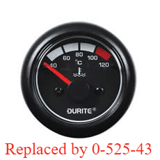 12/24V LED Illuminated Marine Water Temperature Gauge with Sender Unit - 52mm-0-525-23