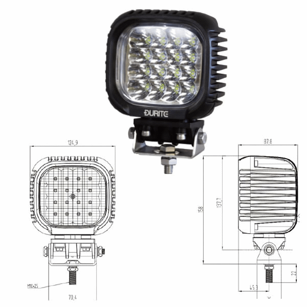 16 x 3W CREE LED Work Lamp - Black, 10-30V 3800lm, IP67-0-420-76