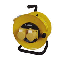 16A 110V Yellow Mains Extension Reel - 25m-0-698-25