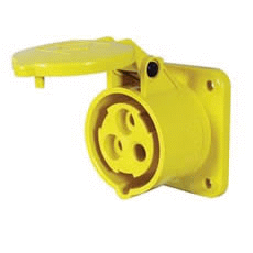 16A 110V Yellow Panel-Mounted Socket-0-698-68