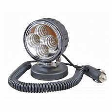 4 x 3W LED Work Lamp with Magnetic Base and 2.5m Retractable Lead - Black, 12/24V, IP67-0-420-68