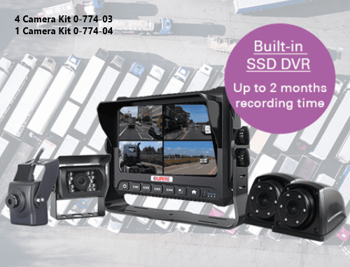 7" Touchscreen 4CH Full HD Monitor with Built-in SSD DVR - 12/24V 0-774-04