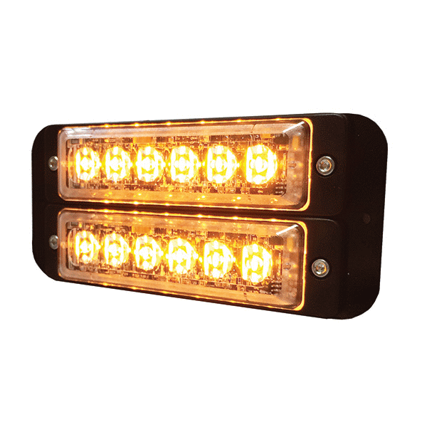 Amber High Intensity 2 x 6 LED Slimline Warning Light - 12/24V 0-441-10 044110