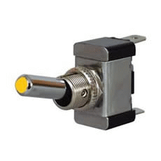 Amber LED On/Off Toggle Switch with Metal Lever- 12/24V-0-603-10