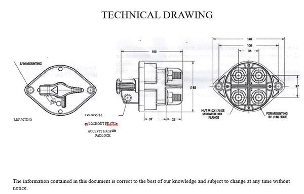 Battery Disconnect Switch DOUBLE POLE  500A 24V       0-605-80     060580